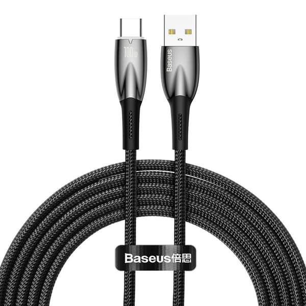 Glimmer USB-A - USB-C hurtigopladningskabel 2m - sort
