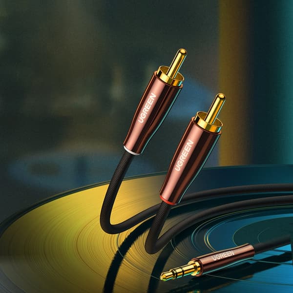 Kabel audio kobbertråd 3,5 mm mini jack - 2x RCA 2m