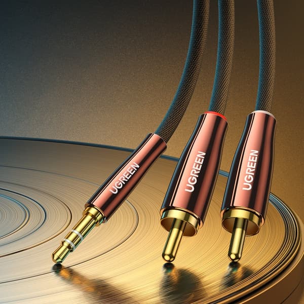 Kabel audio kobbertråd 3,5 mm mini jack - 2x RCA 2m