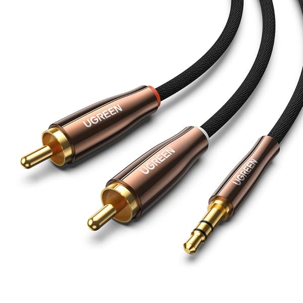 Kabel audio kobbertråd 3,5 mm mini jack - 2x RCA 2m