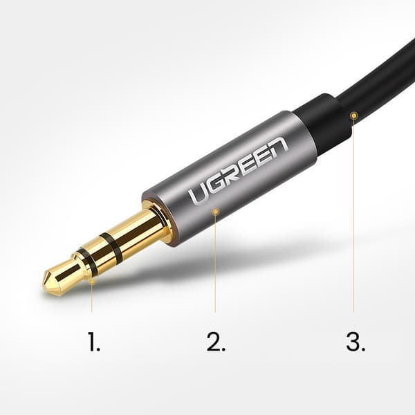 AUX lydkabel ministik 3,5 mm 1m - sort