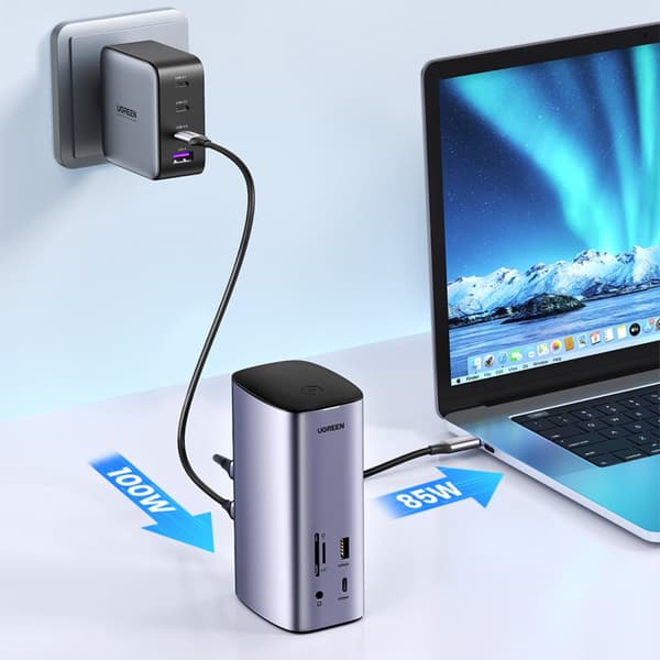 12in1 Multifunktionell dockningsstation HUB-adapter Ugreen CM555 - grå