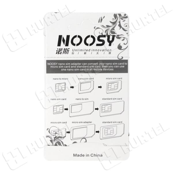 Noosy set med adaptrar för nano micro SIM-kort + vit nyckel