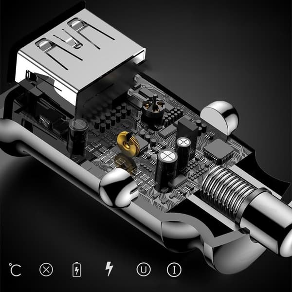 Mini biloplader til din telefon 2x USB Grain Biloplader, sort