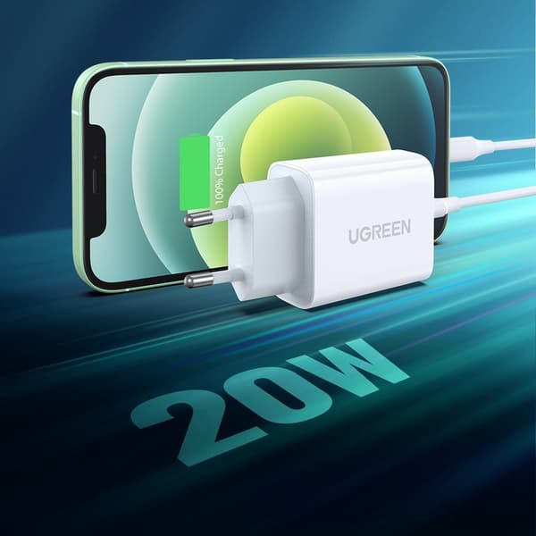 USB Power Delivery 3.0 Quick Charge 4.0+ 20W 3A hvit lader