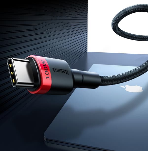 Cafule nylonkabel USB-C Strømforsyning 2,0 100W 20V 5A 2m grå