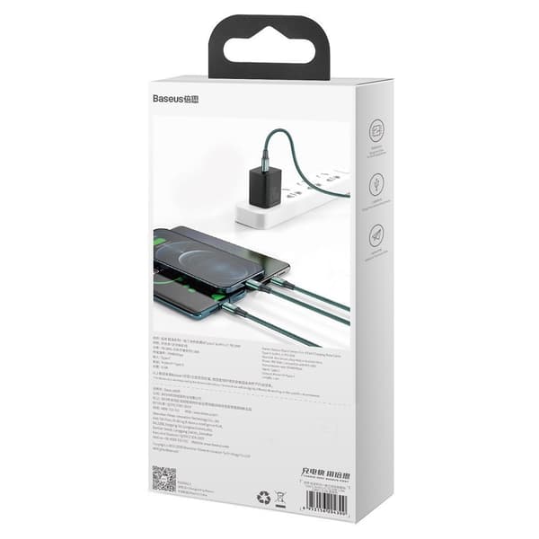 Rapid 3-in1-kabel USB-C - USB-C / Lightning / micro USB 20 W 1,5 m grønn