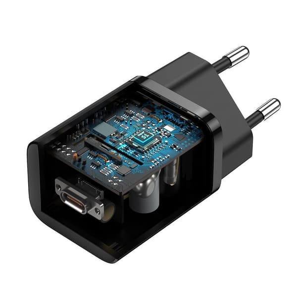 Super Si QC PD 25W 3A hurtiglader + USB-C kabel 1m sort