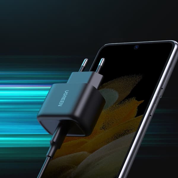 USB-C 25W PD telefonoplader + USB-C kabel 2m sort