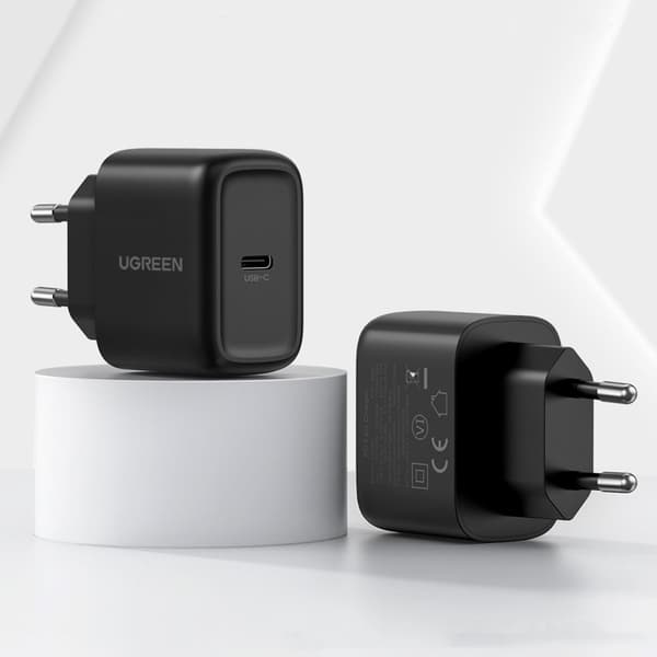 USB-C 25W PD telefonoplader + USB-C kabel 2m sort