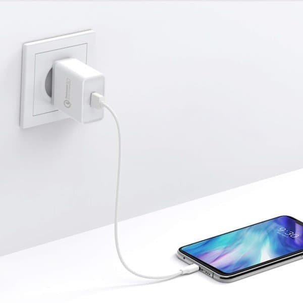 Quick Charge 3.0 18W 3A USB hvit hurtiglader