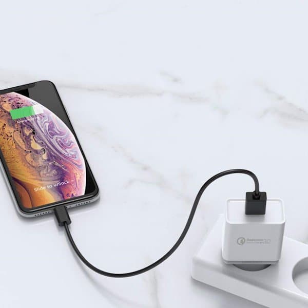 Quick Charge 3.0 18W 3A USB hvit hurtiglader
