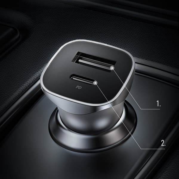 USB-C USB 24W Power Delivery Quick Charge billader, grå