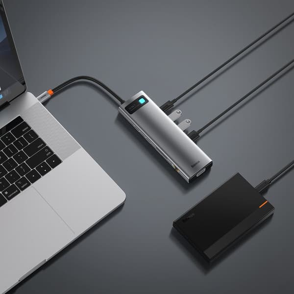 Multifunktionell HUB USB-C-portreplikator Metal Gleam 11in1 grå