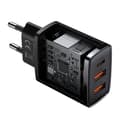 Miniatyrbillede 3 af 4: Kompakt hurtig vægoplader 2x USB USB-C 30W 3A PD QC sort
