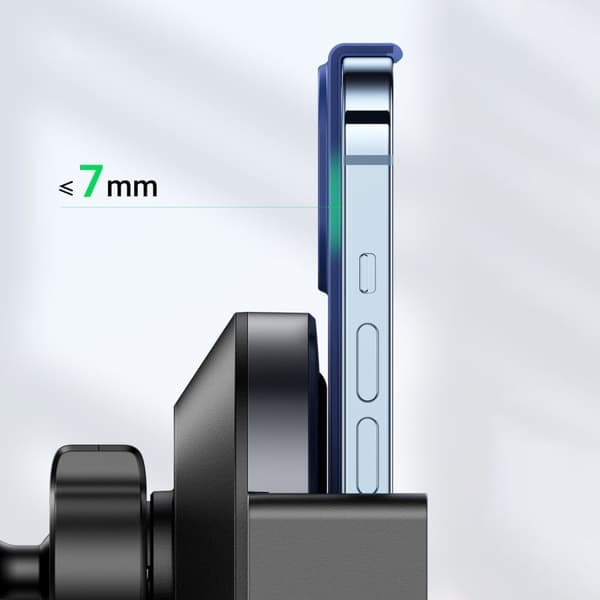 Qi 15W trådløs biloplader + telefonholder til gitter, sort