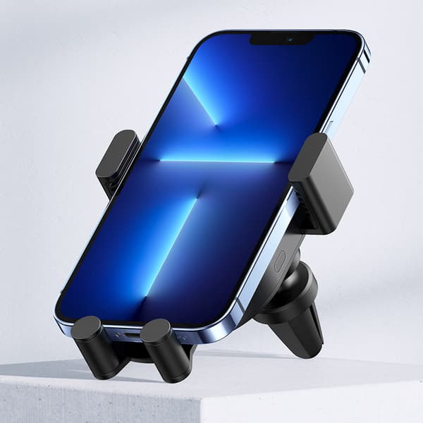 Qi 15W trådløs biloplader + telefonholder til gitter, sort