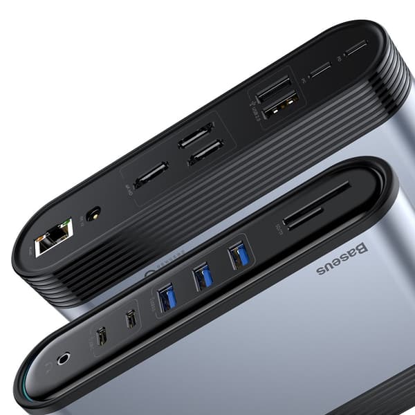 Multifunktionel HUB replikator port splitter kortlæser EU CN UK stik grå