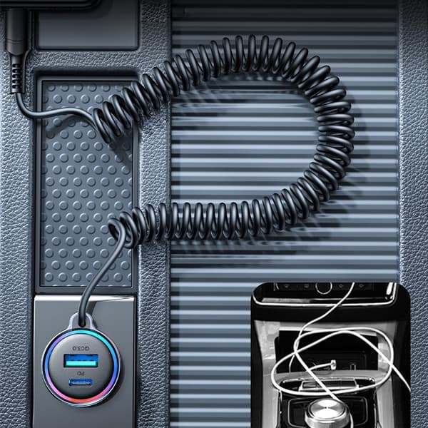 Rask 3i1 billader med USB-C kabel 1,5m 55W sort