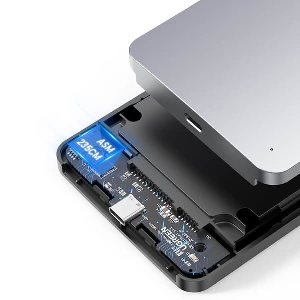Lommetaske til 2,5'' SATA 3,0 6Gbps harddisk + USB - USB-C kabel 0,5m grå