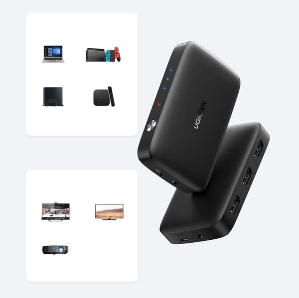 Bryter splitter bryter HDMI - 3x HDMI 4K 30Hz svart