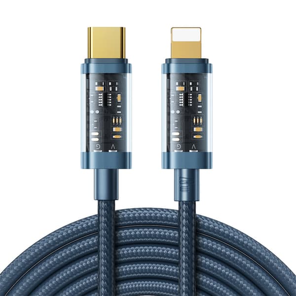 Flettet kabel til iPhone USB-C - Lightning PD 20W 2m blå