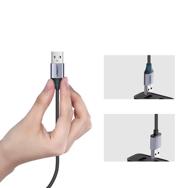 USB - micro USB-kabel 2m, grå