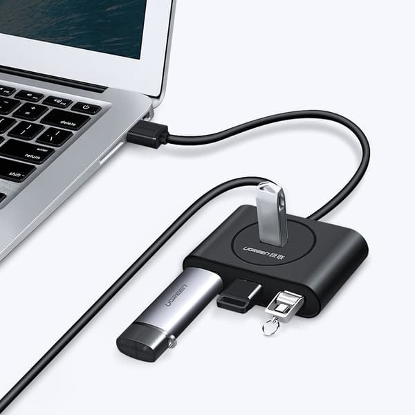 USB port HUB splitter til 4x USB 3.2 kabel 0,5 m sort