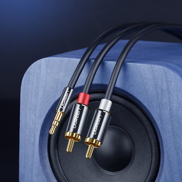 Kabel lydkabel 3,5 mm mini jack - 2RCA 3m svart