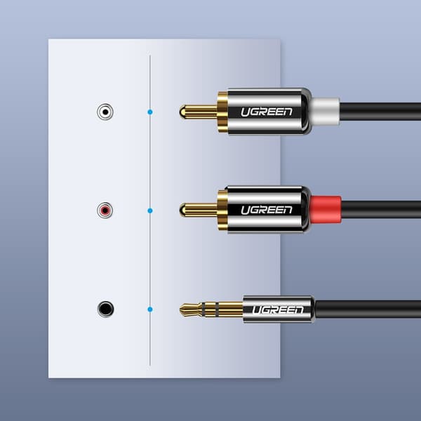 Kabel lydkabel 3,5 mm mini jack - 2RCA 3m svart
