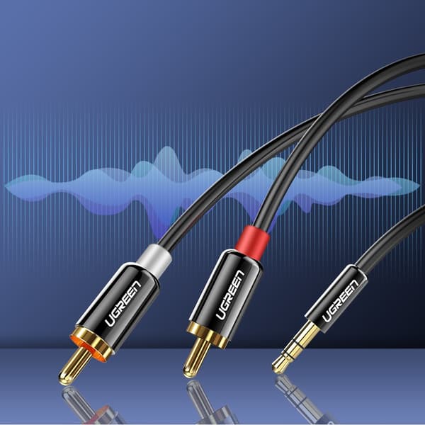 Kabel lydkabel 3,5 mm mini jack - 2RCA 3m svart