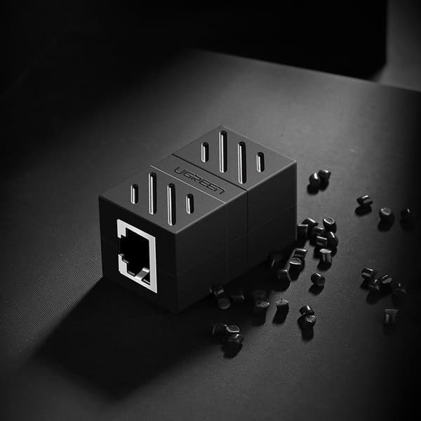 Nätverkskontakt Ethernet RJ45 Nätverkskabelkontakt 10 Gbps Svart