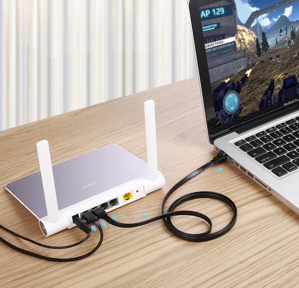 Flat patchkabel LAN STP RJ45 Cat 7 10Gbps nätverkskabel 10m svart