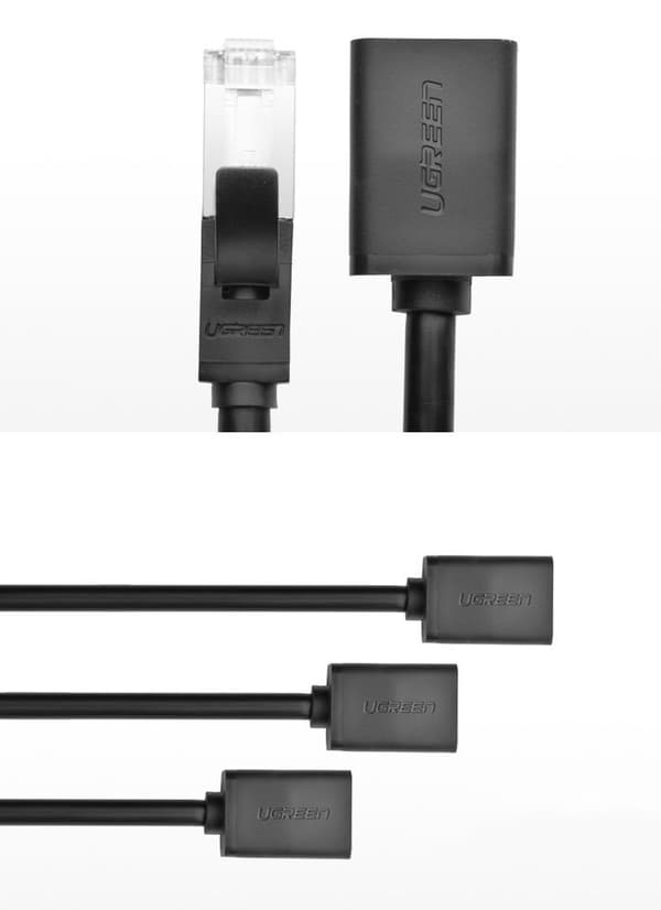 Förlängningskabel för FTP Ethernet partvinnad kabel RJ45 Cat 6 1000 Mbps 2m svart