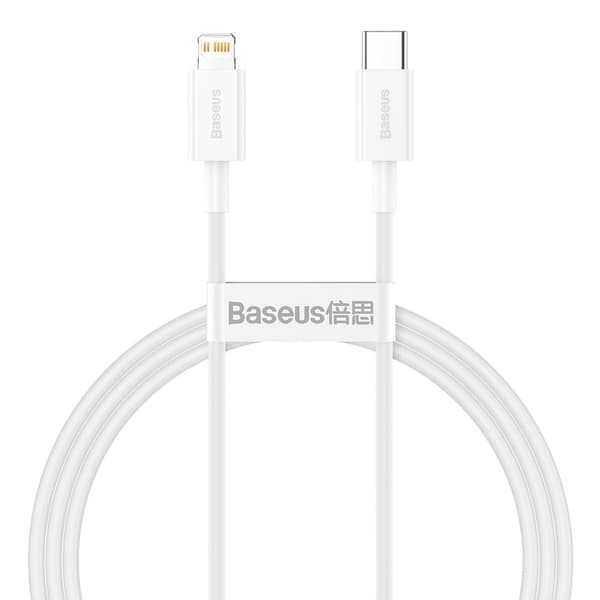 Kabel for iPhone USB Type C - Lightning Power Delivery 20W 1m hvit