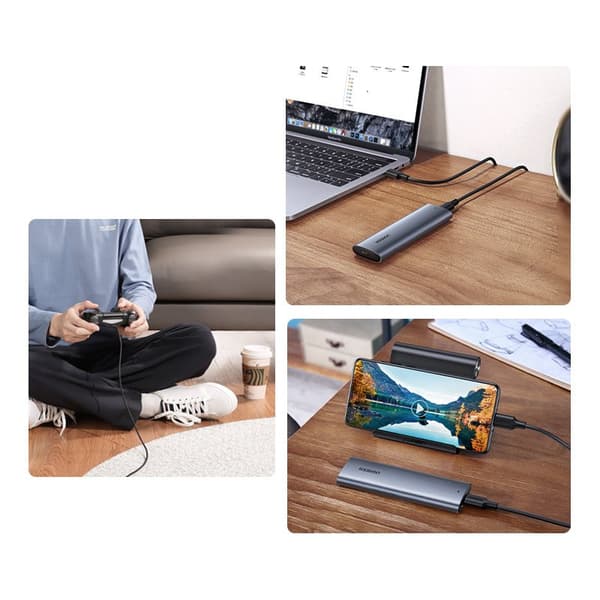 Lommehus for M.2 SuperSpeed ​​​​10Gbps SSD + USB-C-kabel 0,5m grå