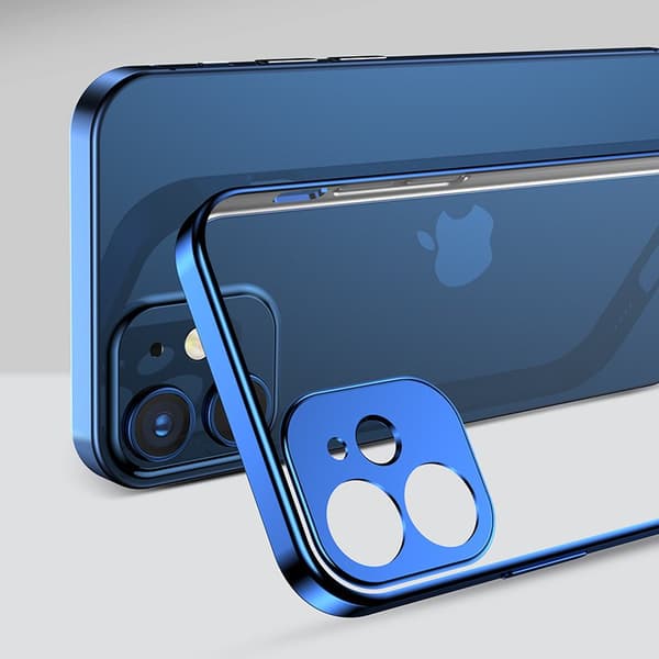 Ultratynt gjennomsiktig deksel med metallramme for iPhone 12 mini svart