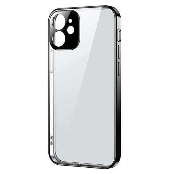 Ultratynt gjennomsiktig deksel med metallramme for iPhone 12 Pro Max svart