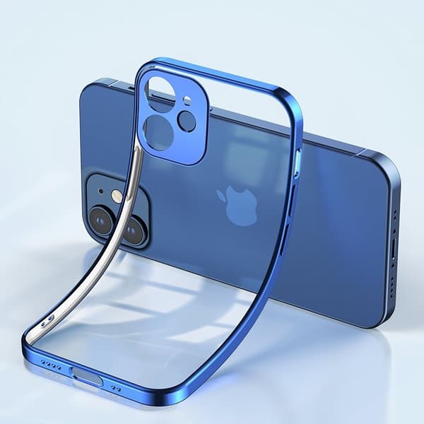 Ultratynt gjennomsiktig deksel med metallramme for iPhone 12 Pro Max gull