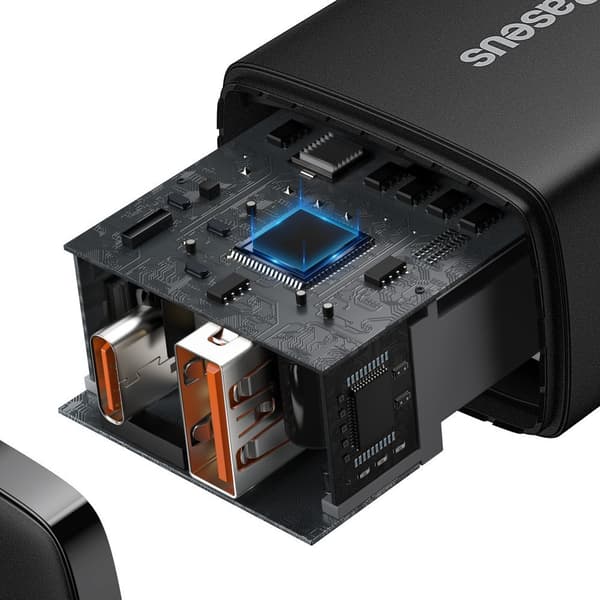 Kompakt USB-hurtigoplader USB-C 20W 3A PD QC 3.0 sort
