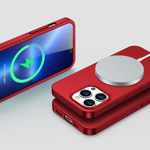 Cover til iPhone 13 Pro, bag- og frontcover + hærdet glas, rød