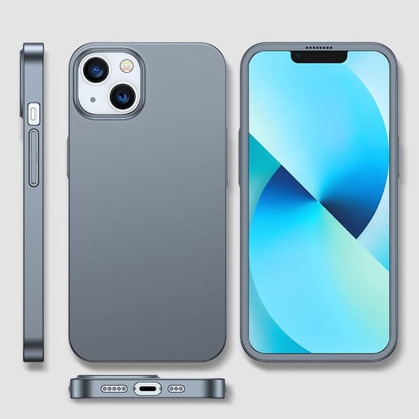 Cover til iPhone 13, bag- og frontcover + hærdet glas, grå