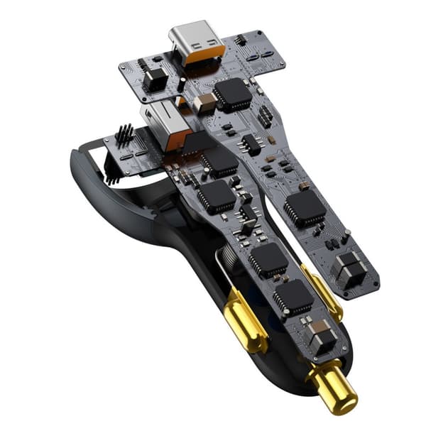 Hurtig USB biloplader USB-C 160W PPS Quick Charge 5 PD grå