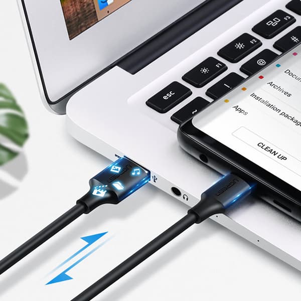 USB - USB-C Quick Charge 3.0 3A 3A 0.25m svart adapterkabel