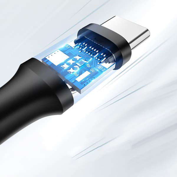 USB - USB-C Quick Charge 3.0 3A 3A 0.25m svart adapterkabel