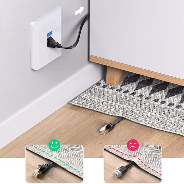 Platt RJ45 Ethernet Cat. LAN patch sladd. 6 0,5m svart