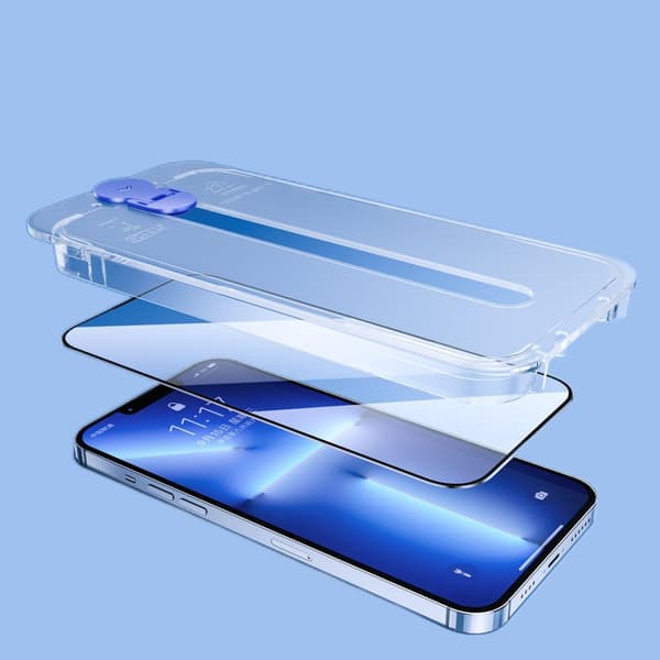 Hærdet glas til iPhone 14 Plus med transparent Knight monteringssæt