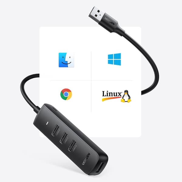 HUB USB-A-portdelare - 4x USB 3.2 Gen 1 svart