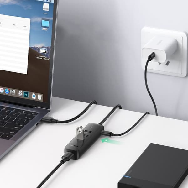 HUB USB-A-portdelare - 4x USB 3.2 Gen 1 svart