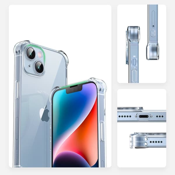 Gel cover til iPhone 14 Plus med forstærkede hjørner Beskyttelsescover gennemsigtig